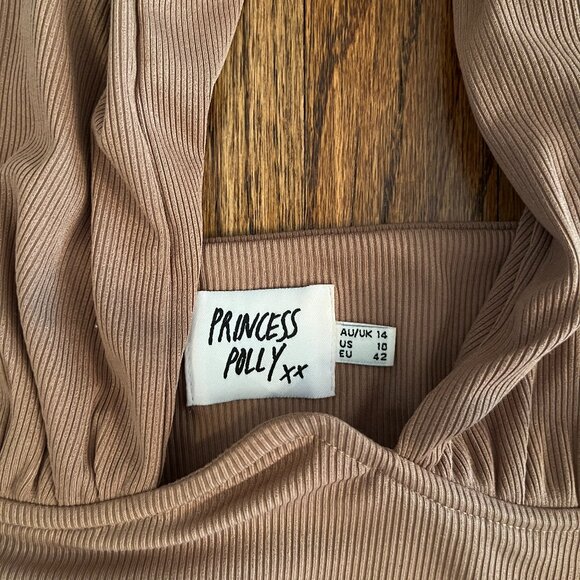 Princess Polly Alicia Women's Brown halter crop top EUC size 10 - Picture 2 of 6